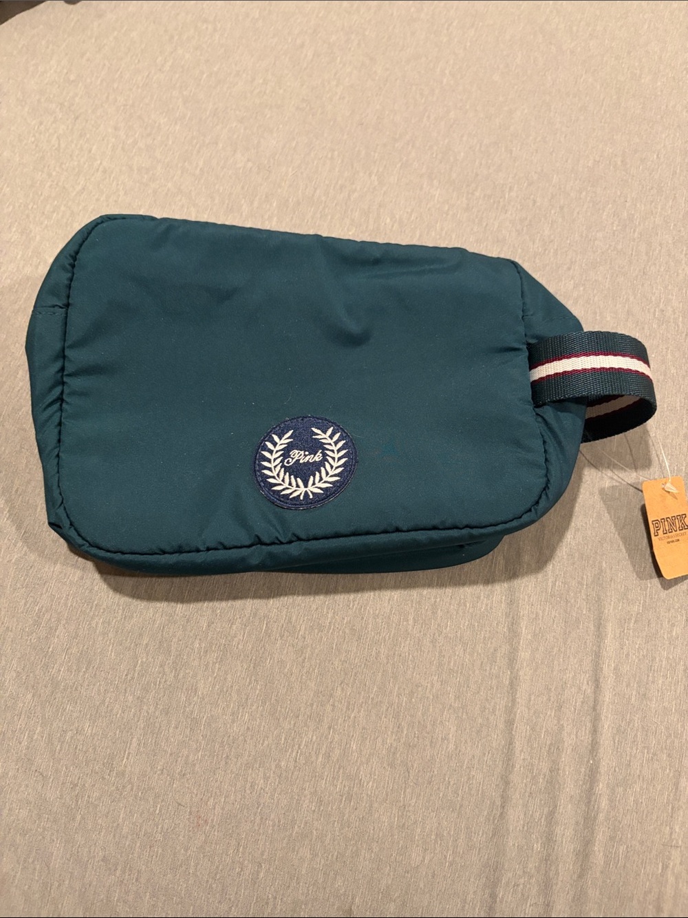 PINK Victoria's Secret Teal Men's Toiletry Pouch with Striped Handle